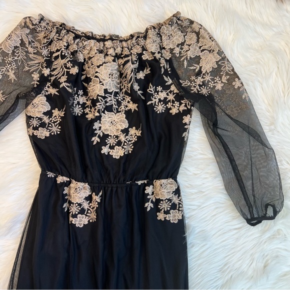 Nine West Gold Embroidered Off-The-Shoulder Maxi Dress - Picture 4 of 14